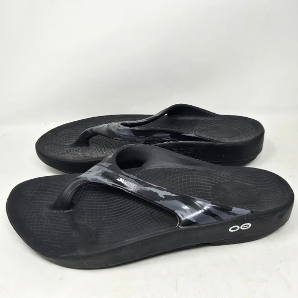 OOFOS Oolala Black Gray Camo Women’s Flip Flop Thong Recovery Sandals Sz 7 - Picture 4 of 7